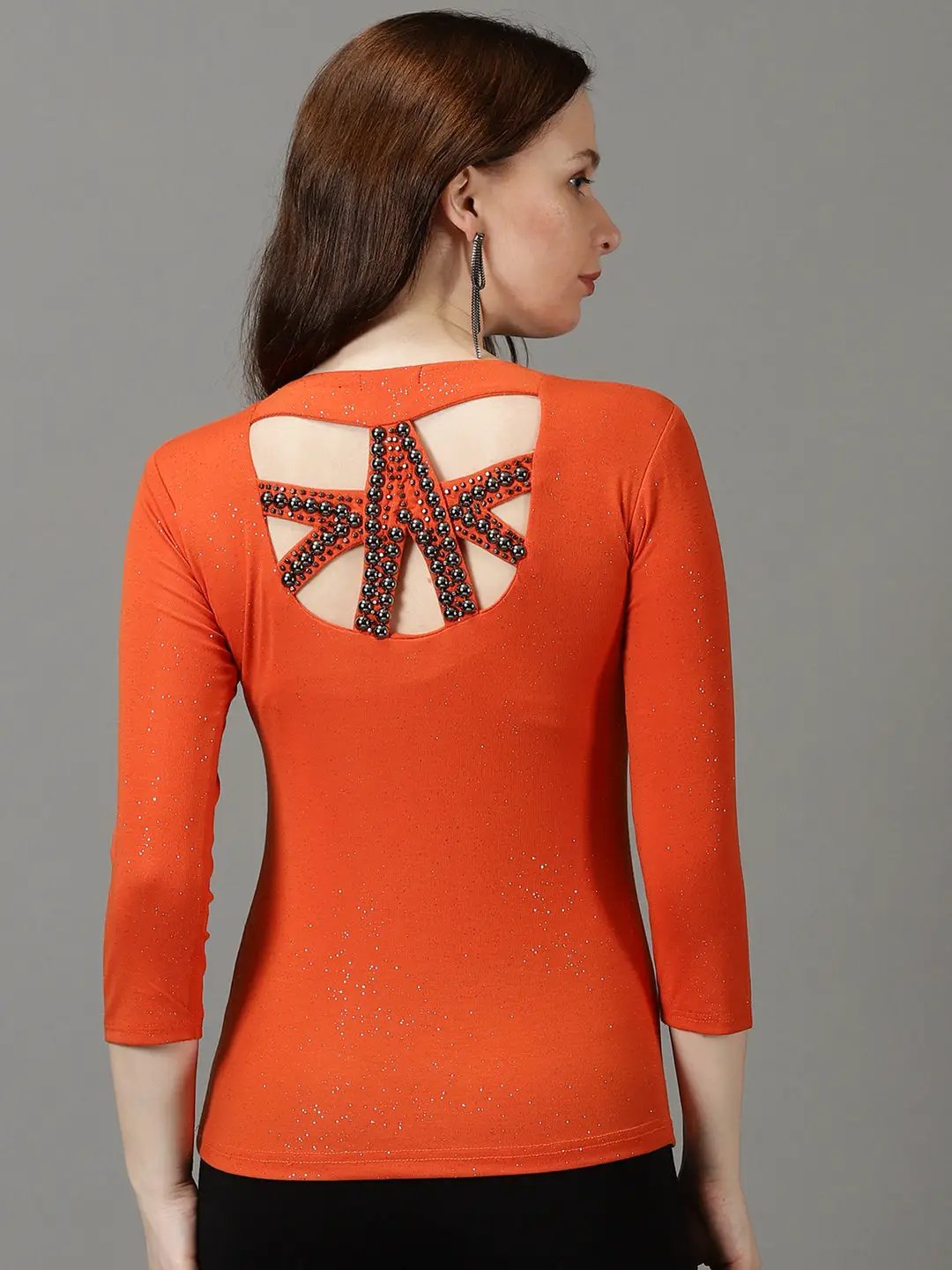 Women's Embellished Orange Top