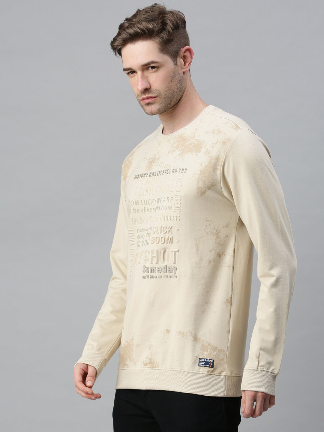 Men Printed Beige Sweatshirt