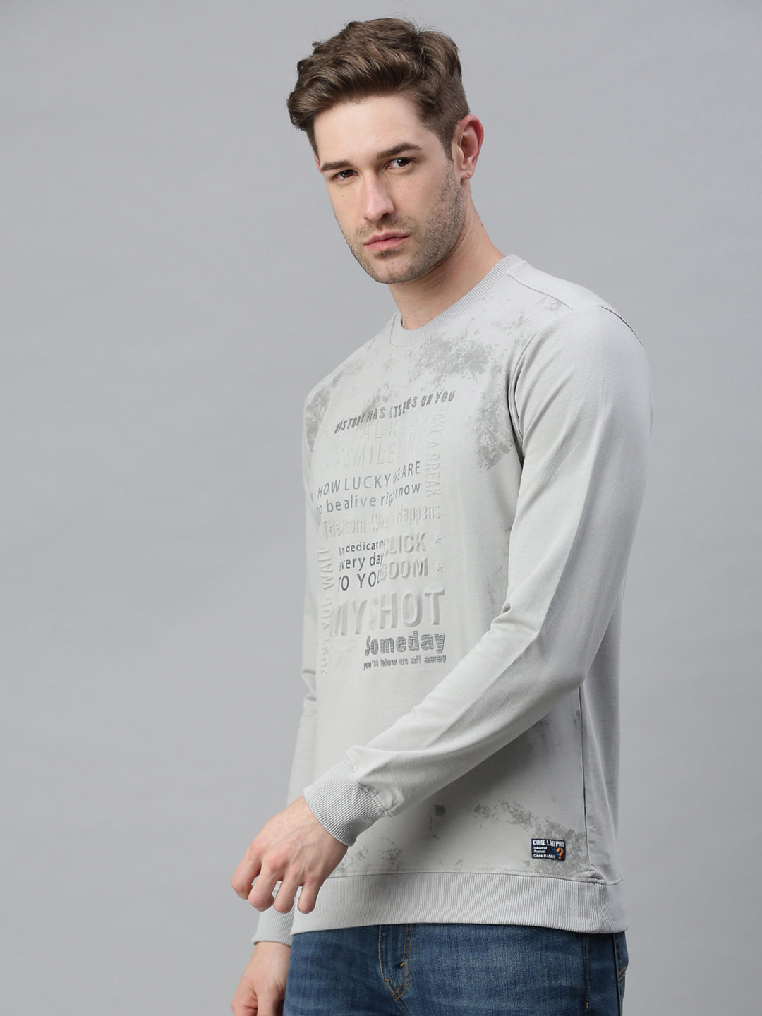 Men Printed Grey Sweatshirt