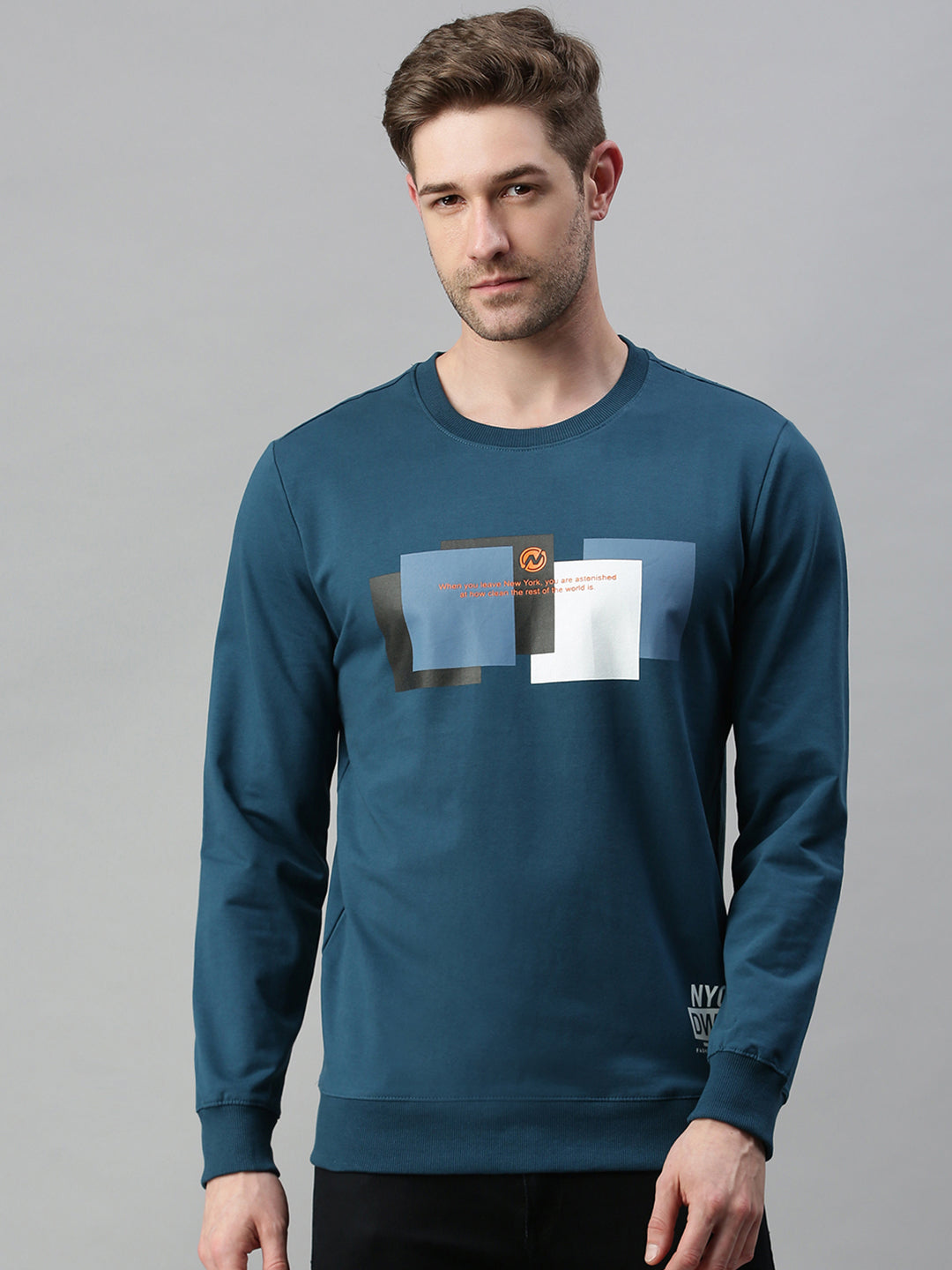 Men Graphic Blue Sweatshirt