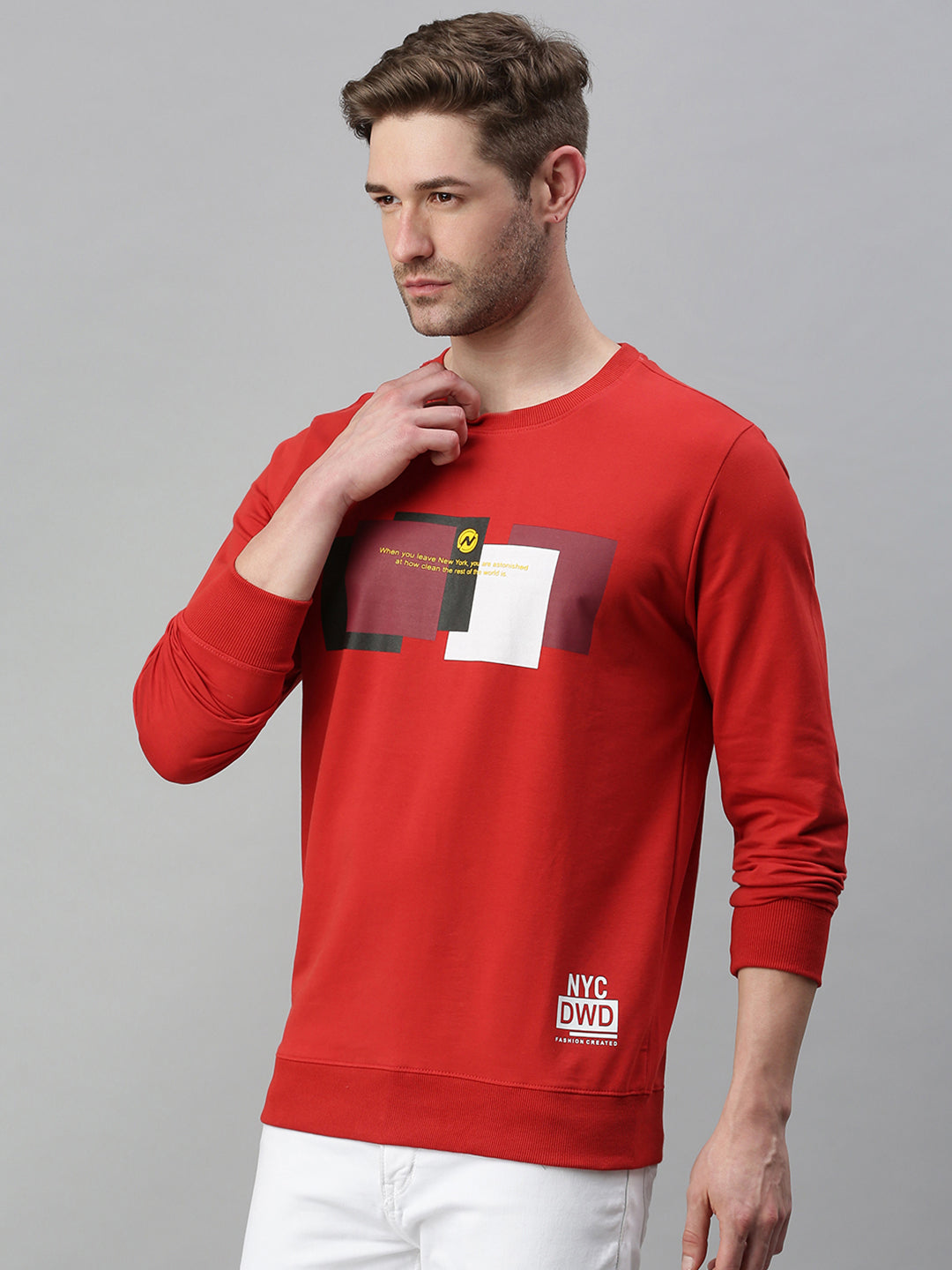 Men Graphic Red Sweatshirt