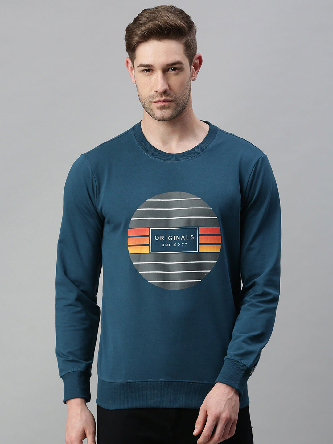 Men Printed Blue Sweatshirt