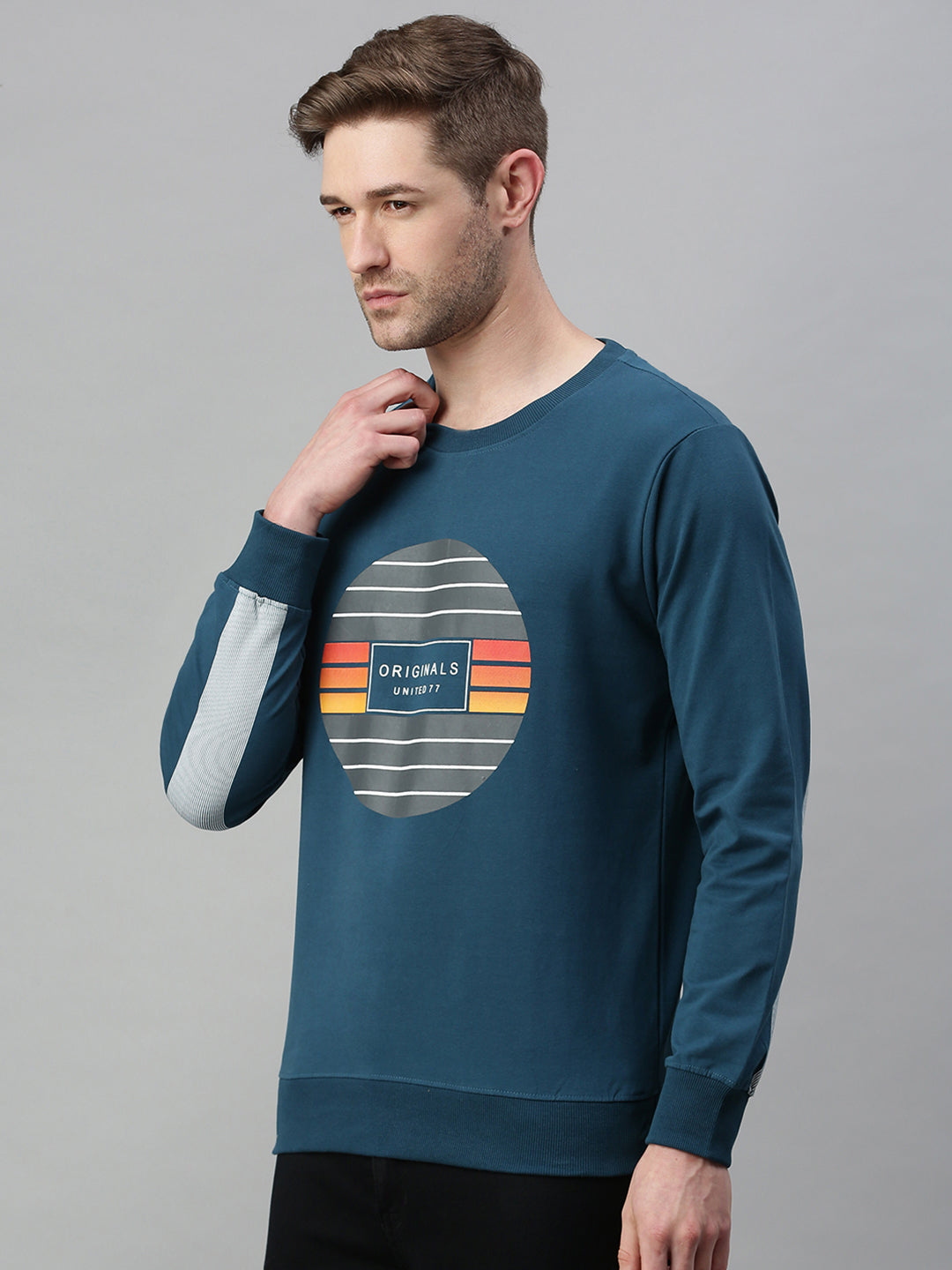 Men Printed Blue Sweatshirt