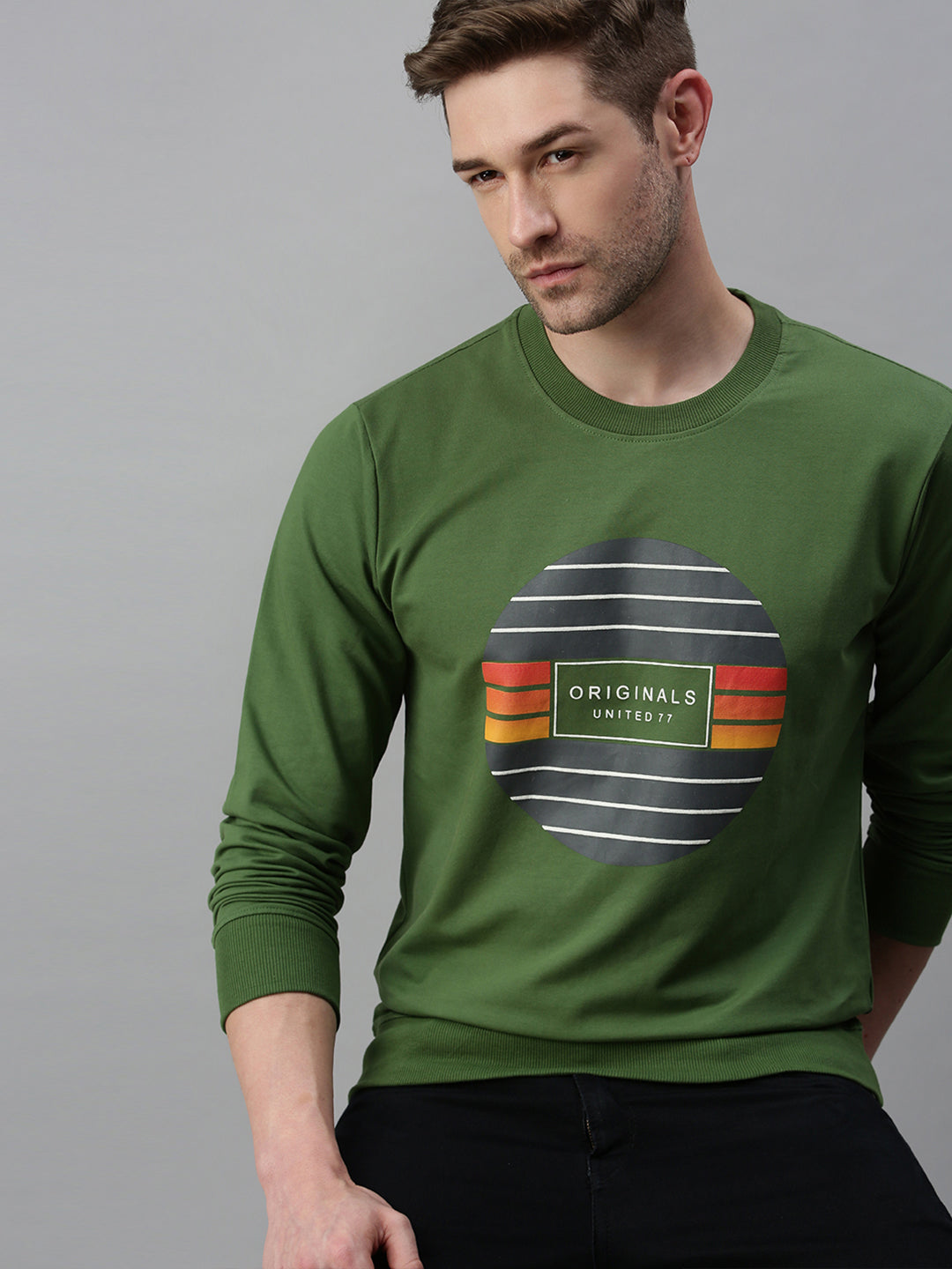 Men Printed Green Sweatshirt