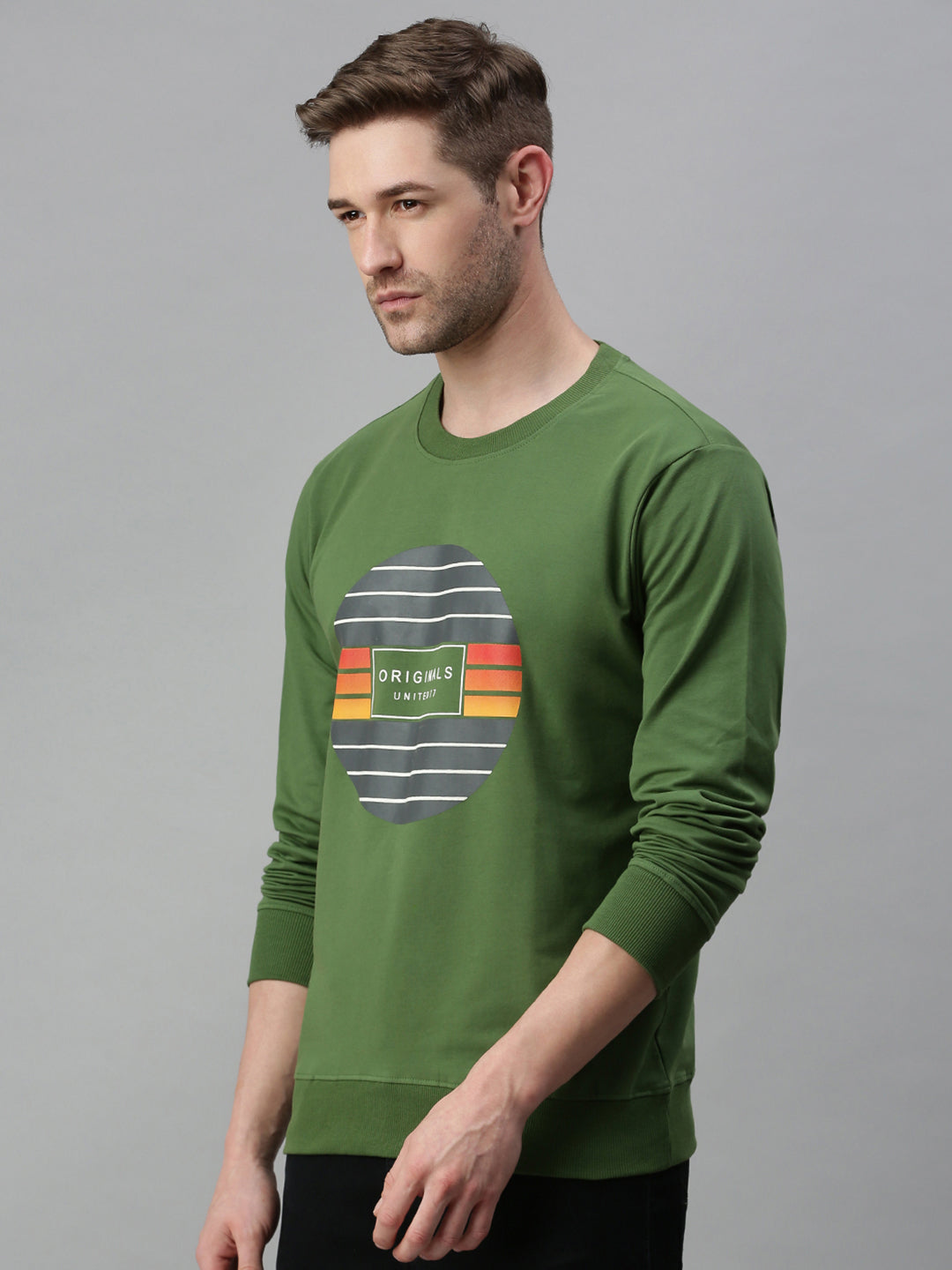 Men Printed Green Sweatshirt