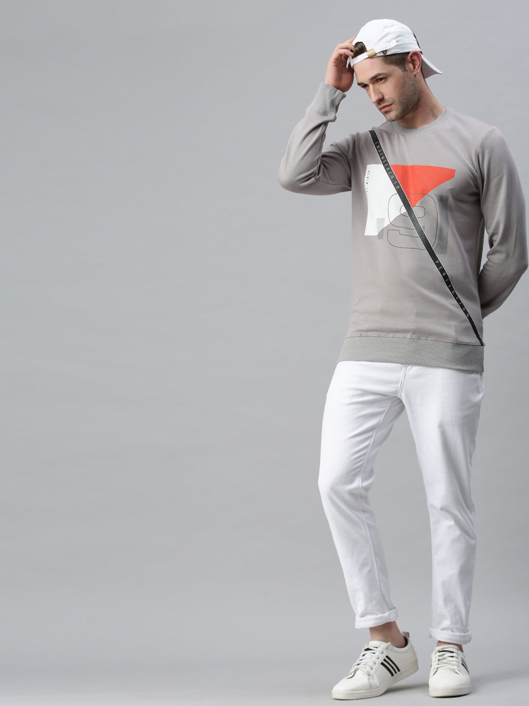 Men Printed Grey Sweatshirt