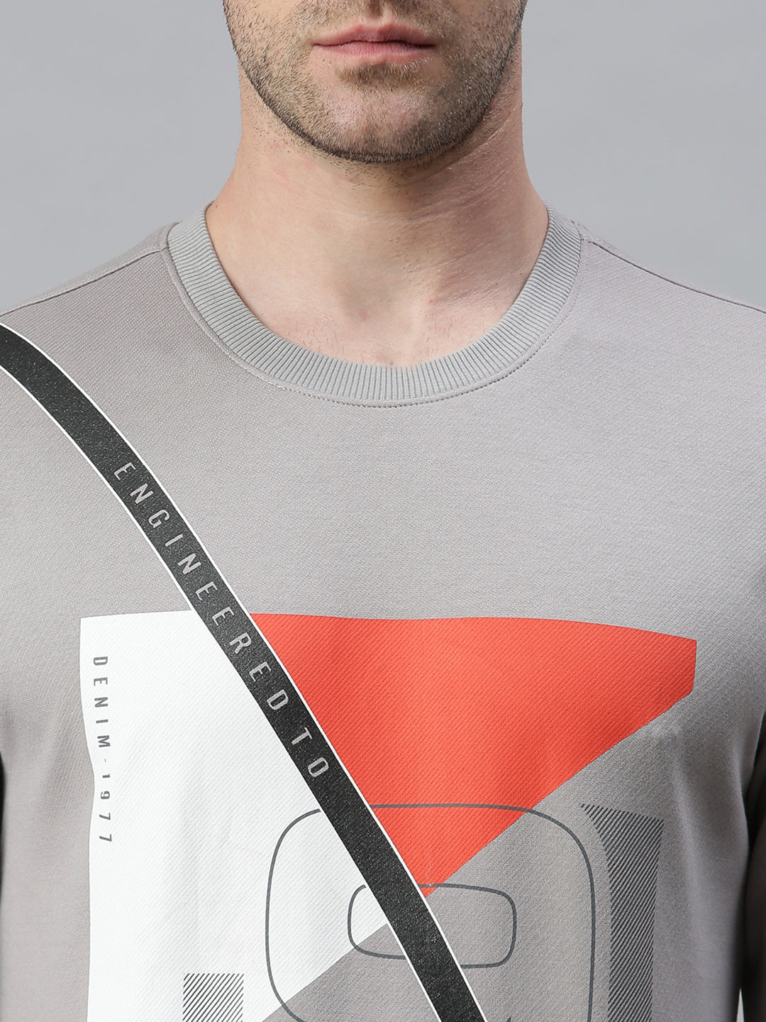 Men Printed Grey Sweatshirt