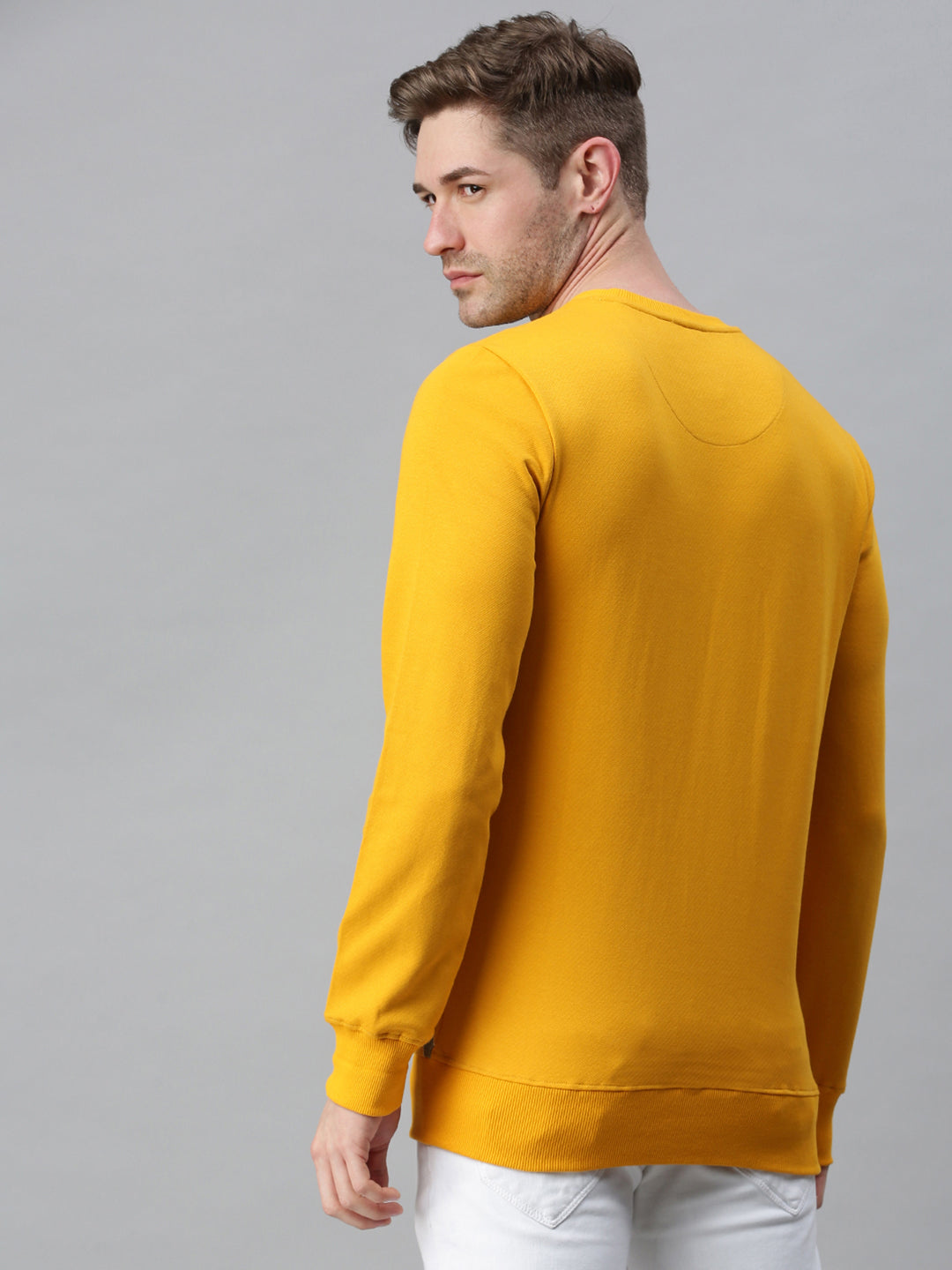 Men Printed Yellow Sweatshirt