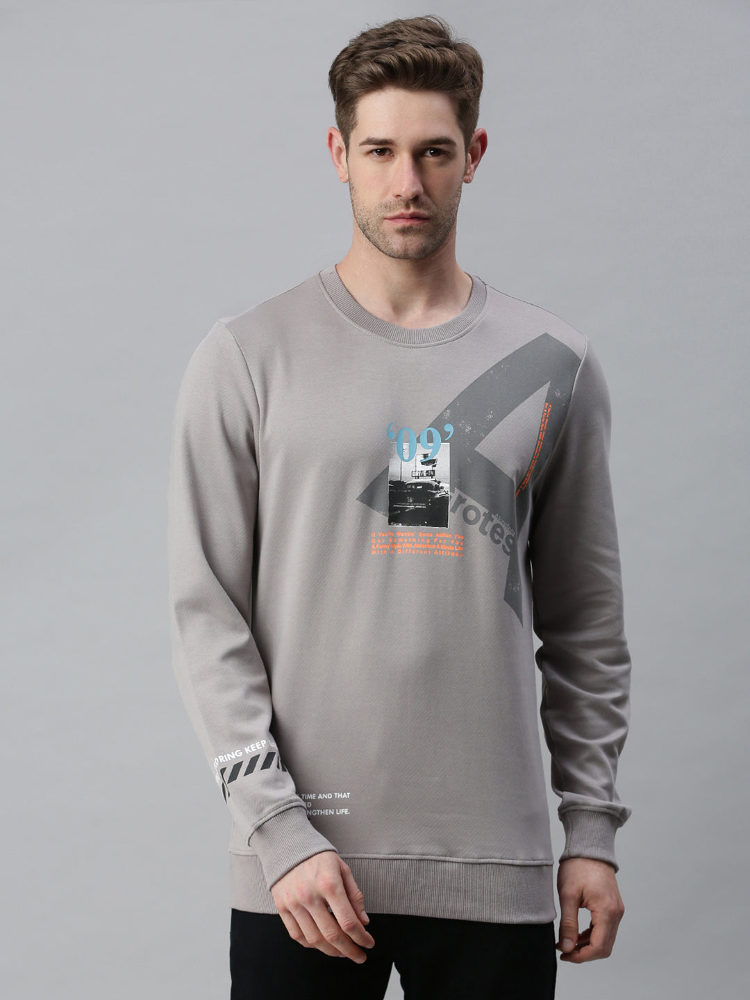 Men Graphic Grey Sweatshirt