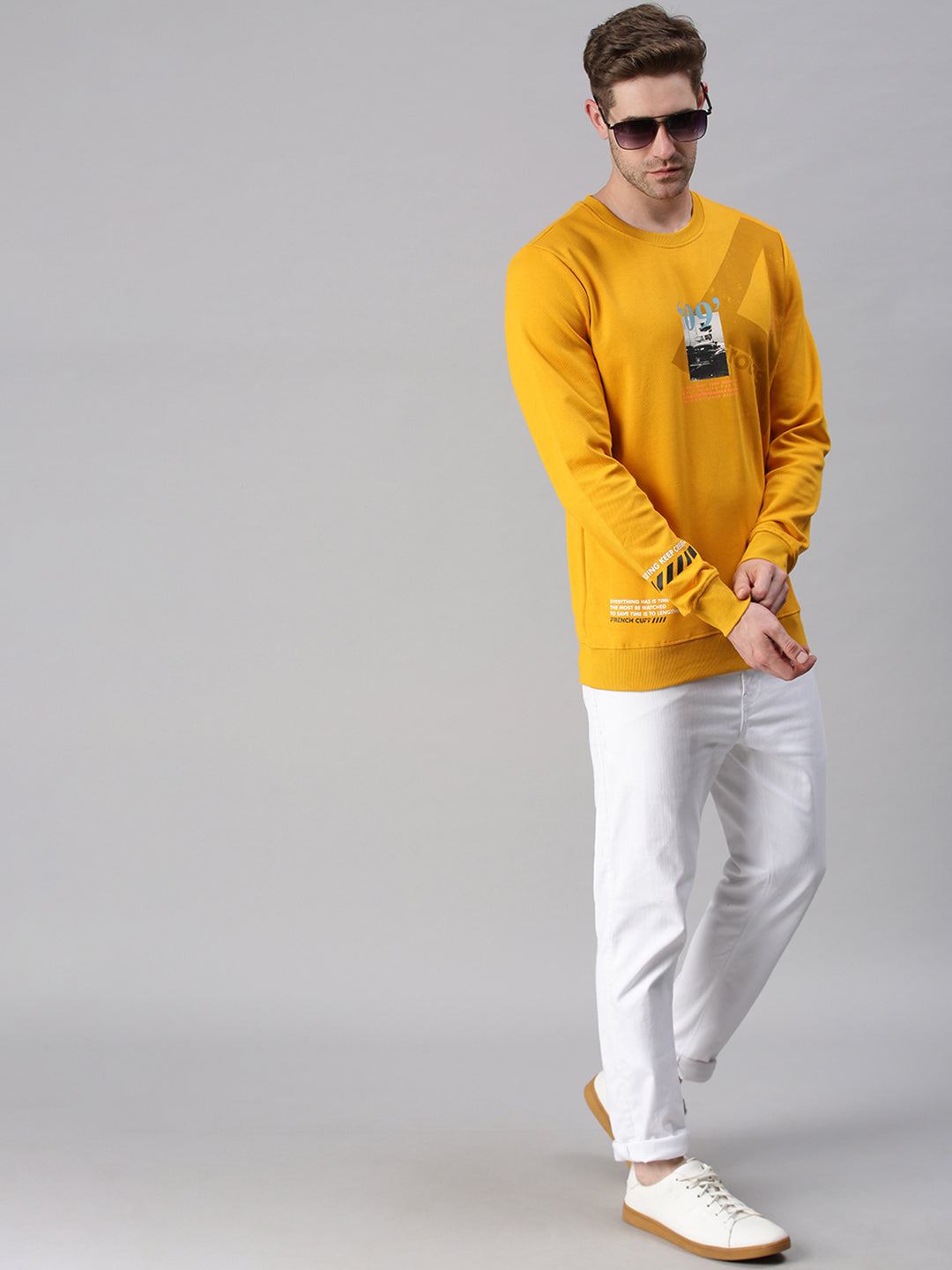 Men Graphic Yellow Sweatshirt