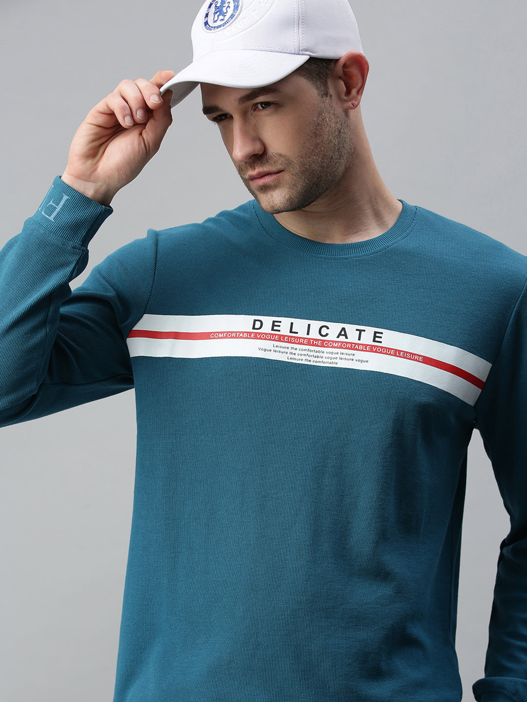 Men Printed Blue Sweatshirt