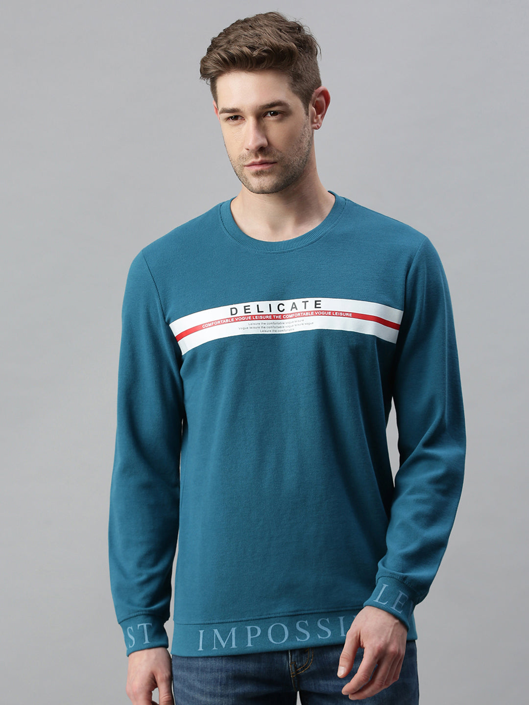 Men Printed Blue Sweatshirt