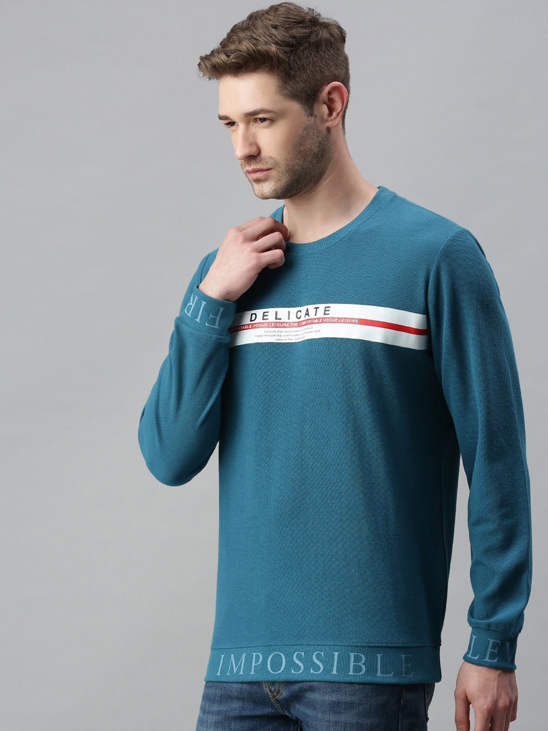 Men Printed Blue Sweatshirt