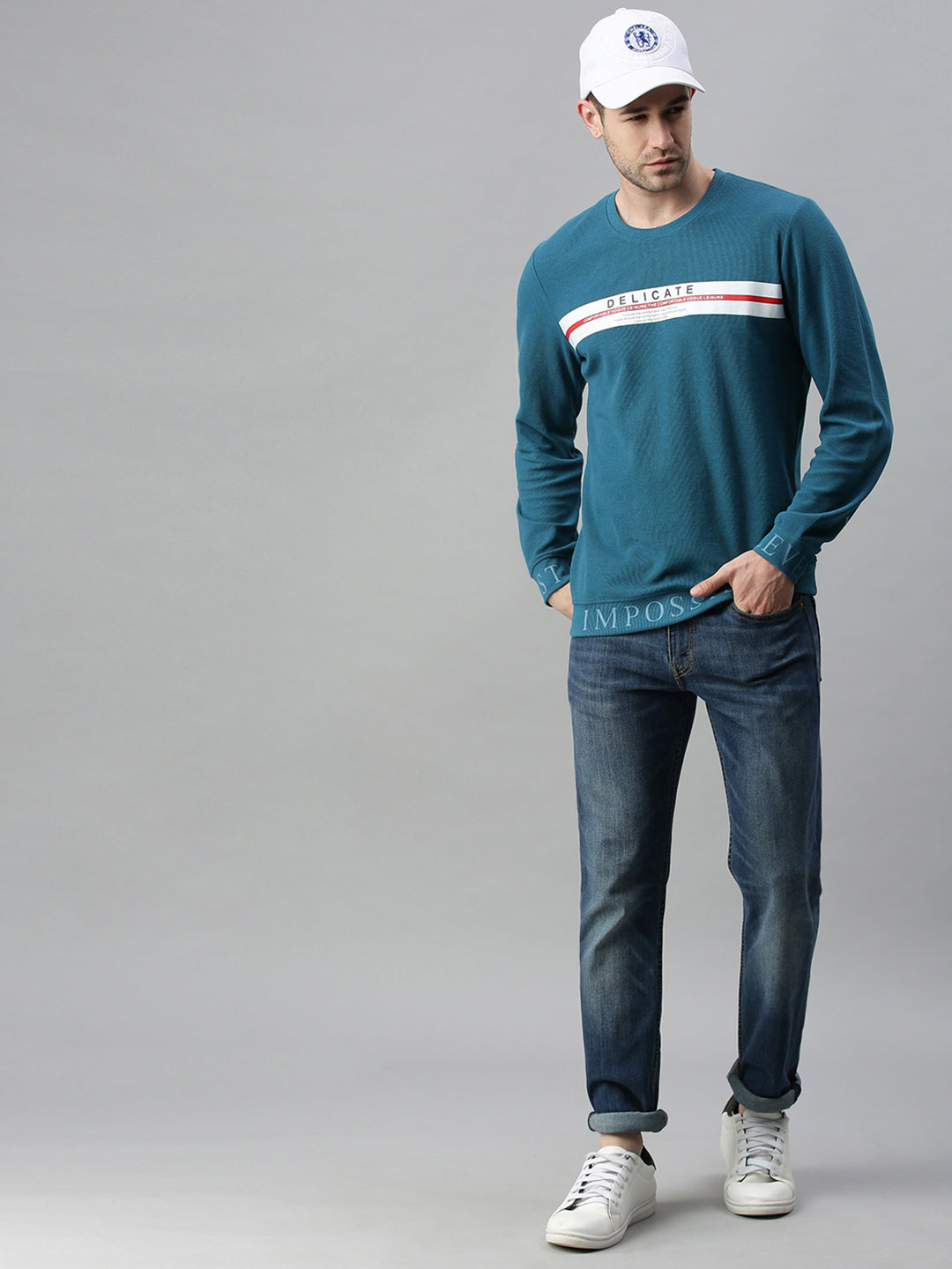 Men Printed Blue Sweatshirt