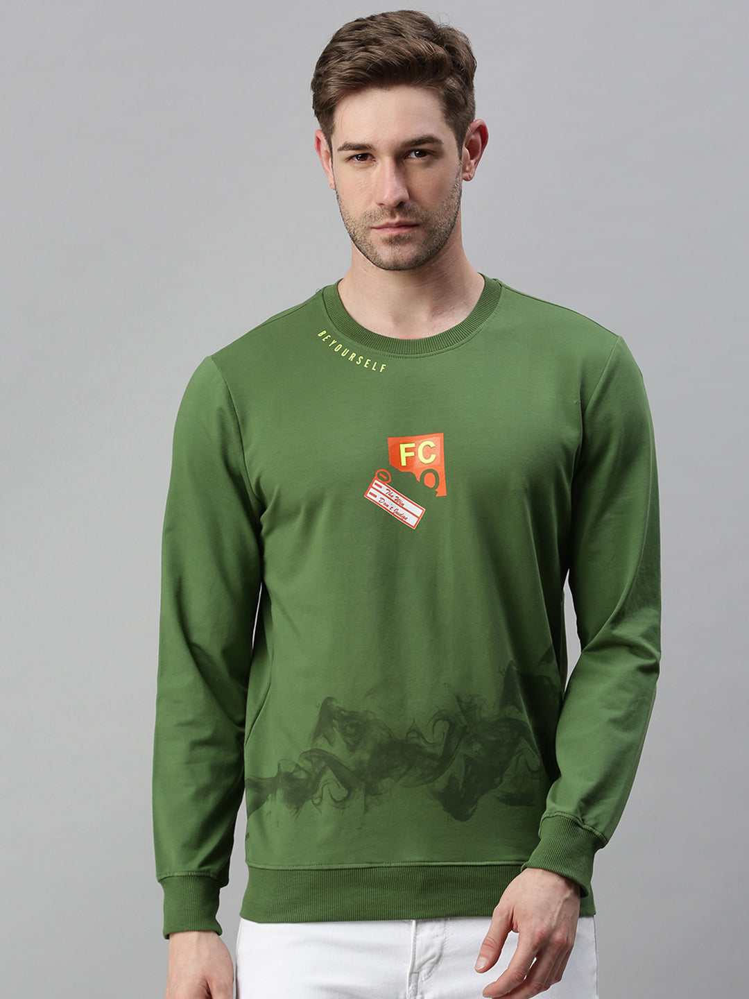 Men Printed Green Sweatshirt