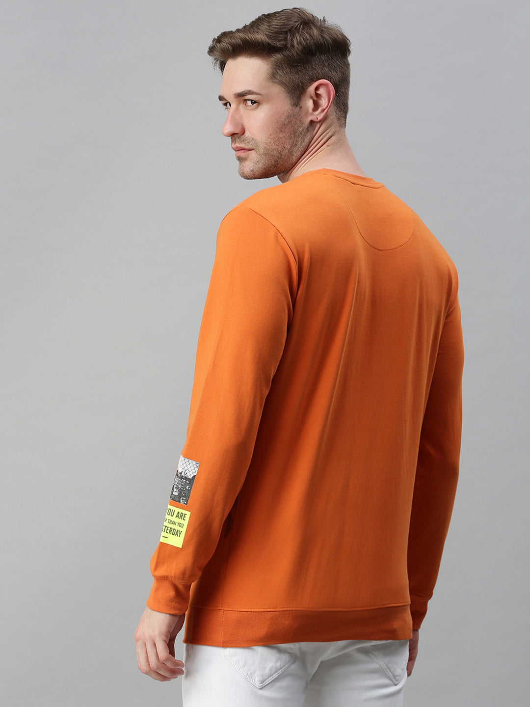 Men Solid Orange Sweatshirt