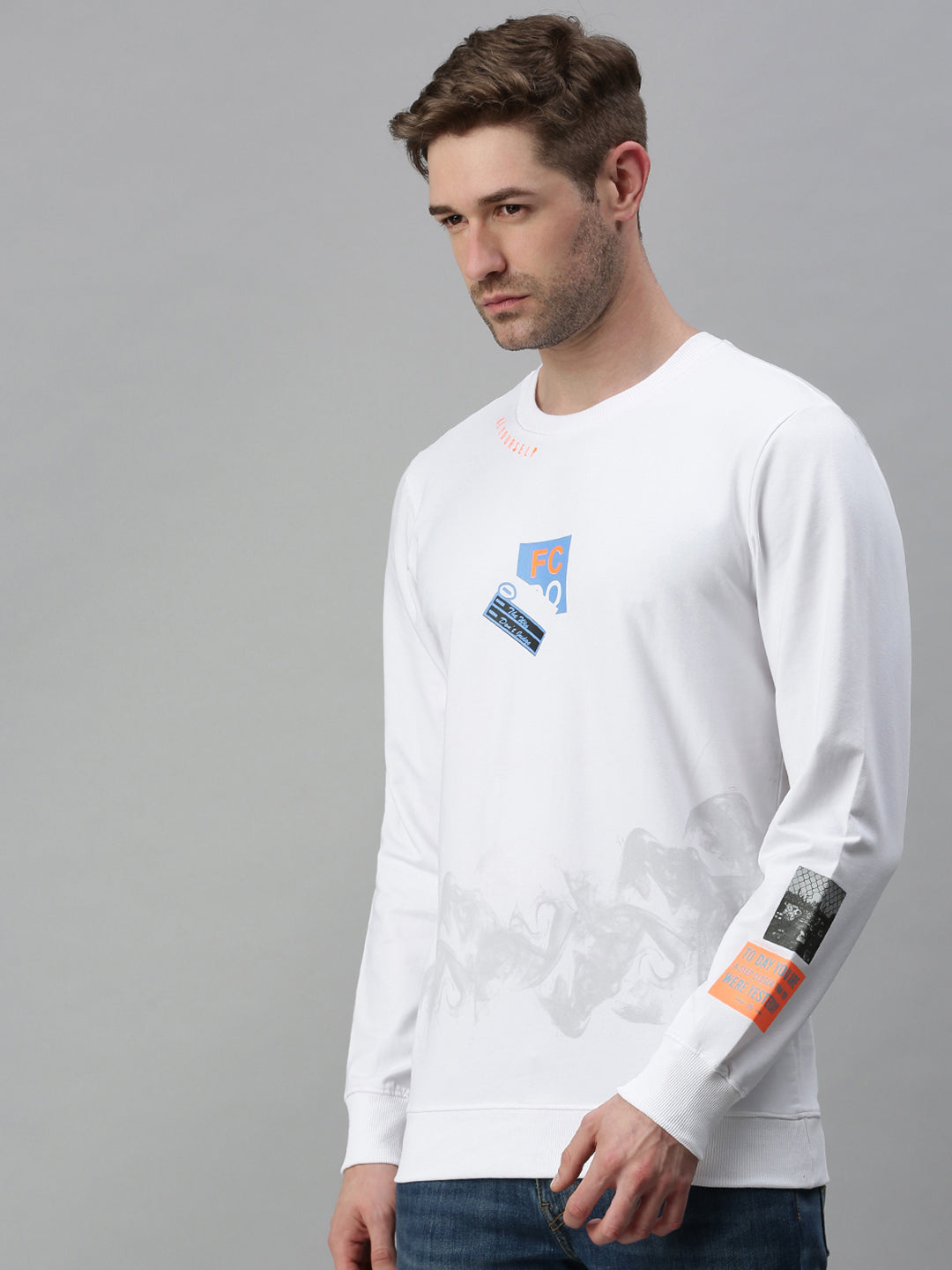 Men Graphic White Sweatshirt