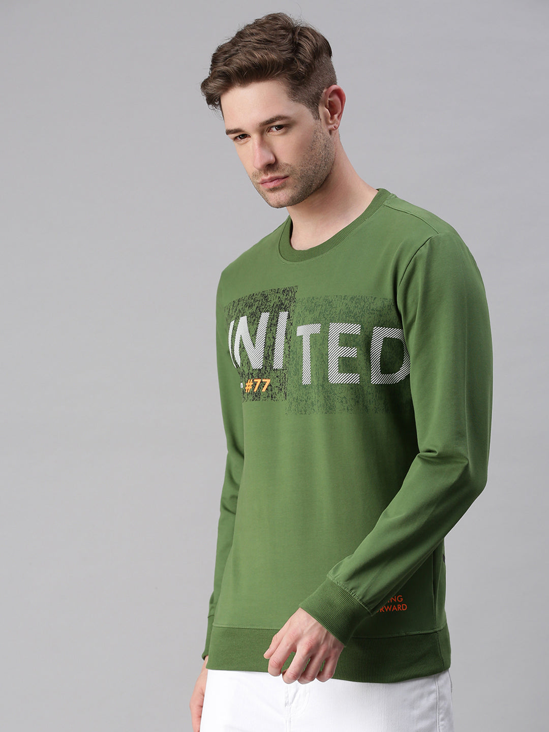 Men Printed Green Sweatshirt