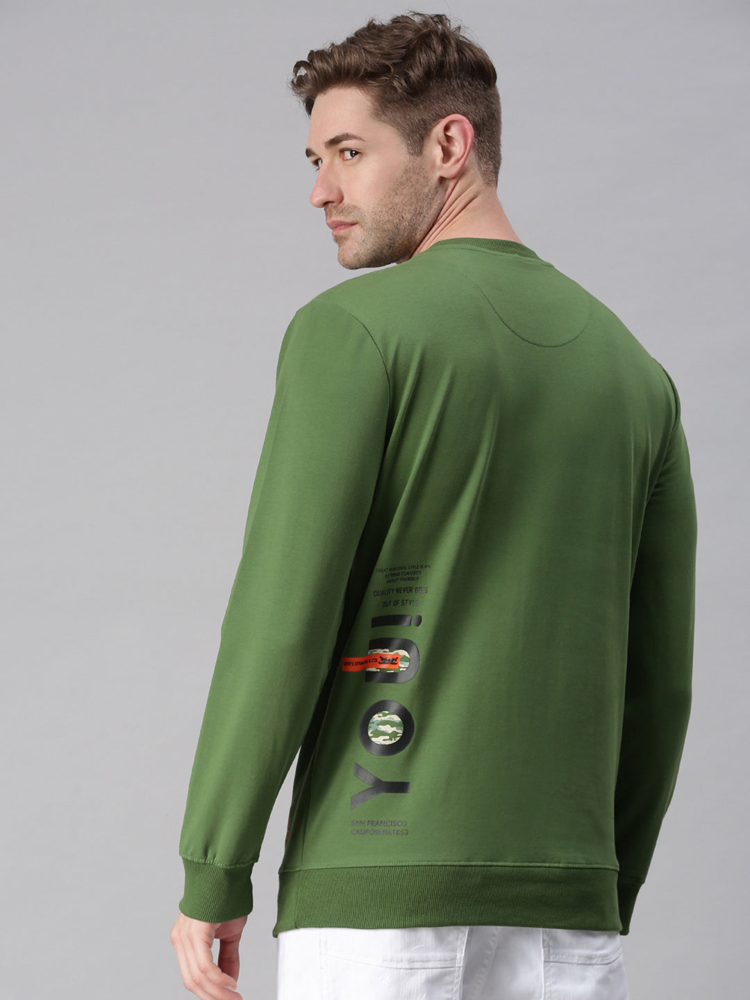 Men Printed Green Sweatshirt