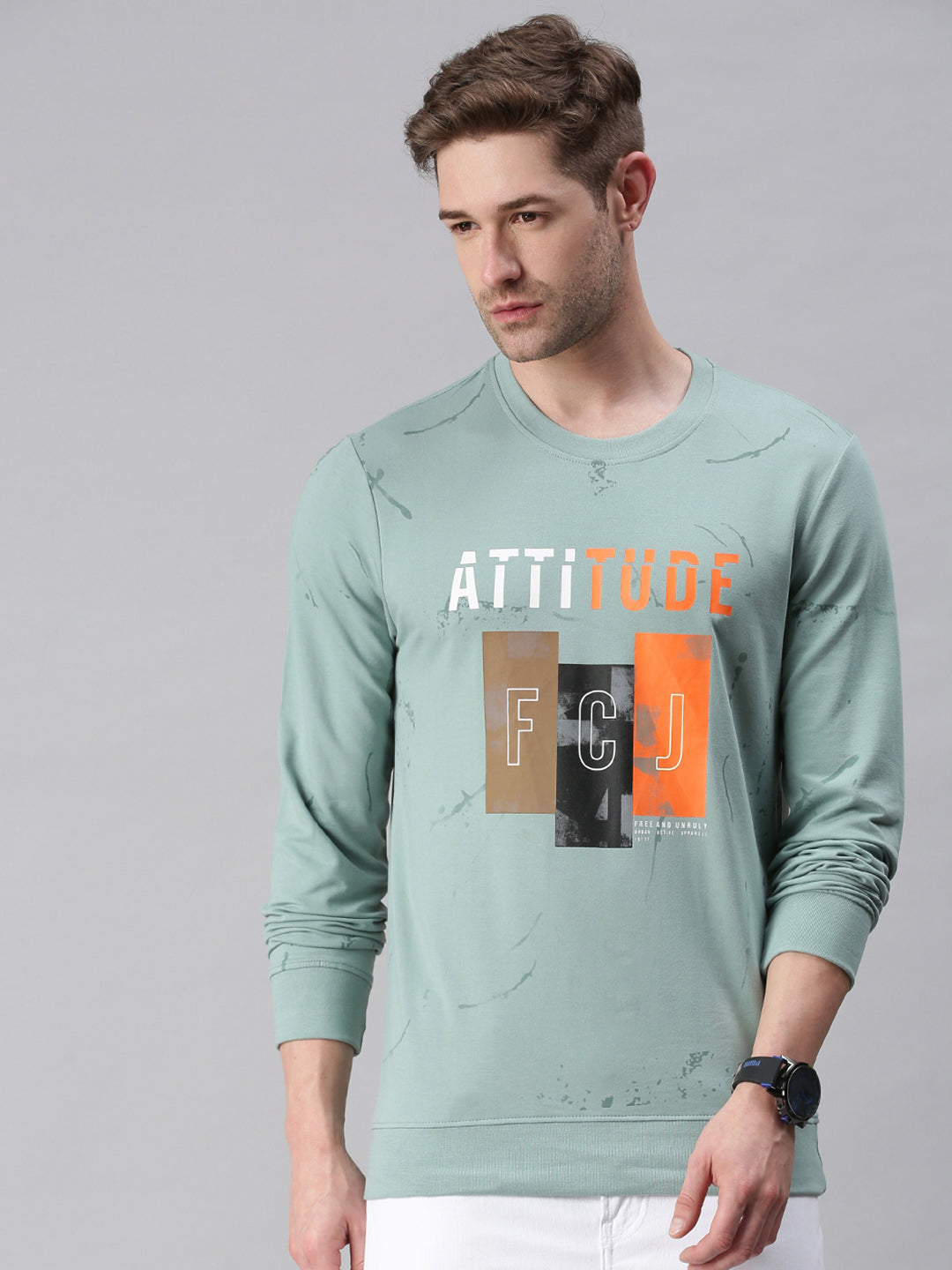 Men Printed Green Sweatshirt