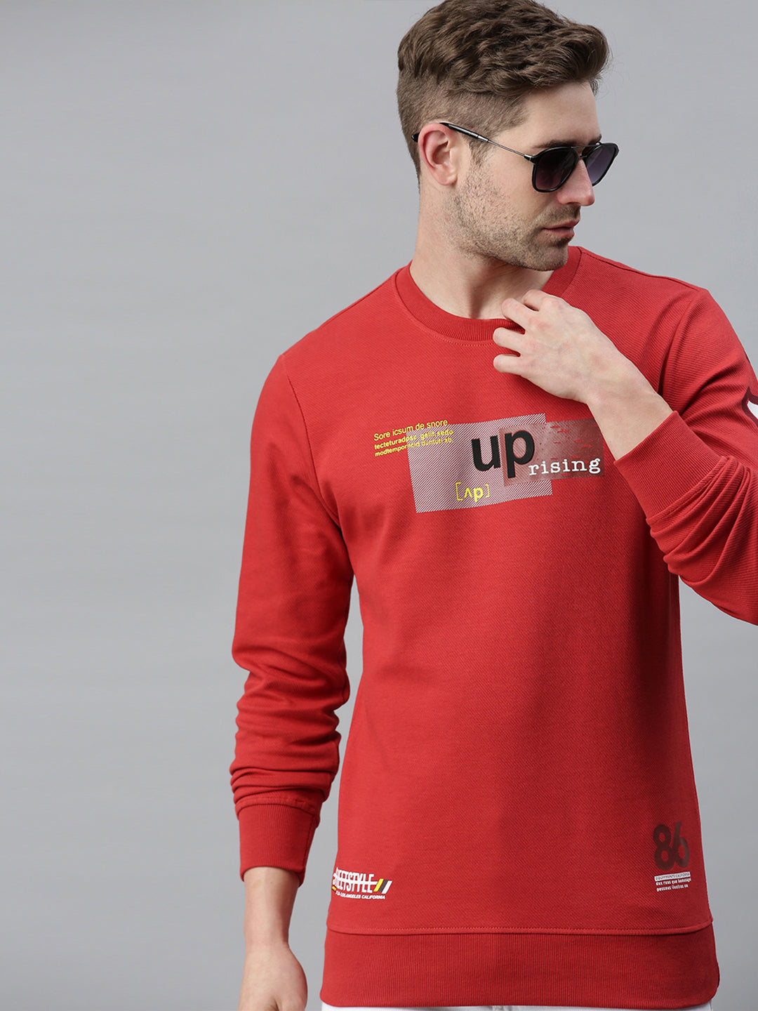 Men Printed Red Sweatshirt