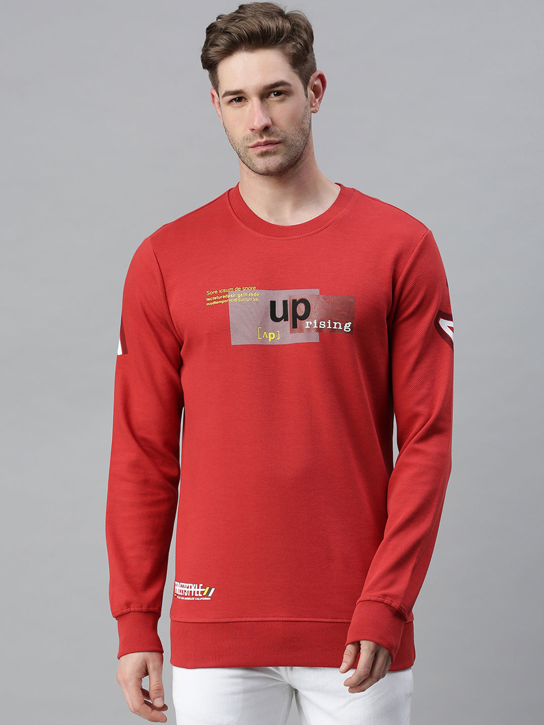 Men Printed Red Sweatshirt