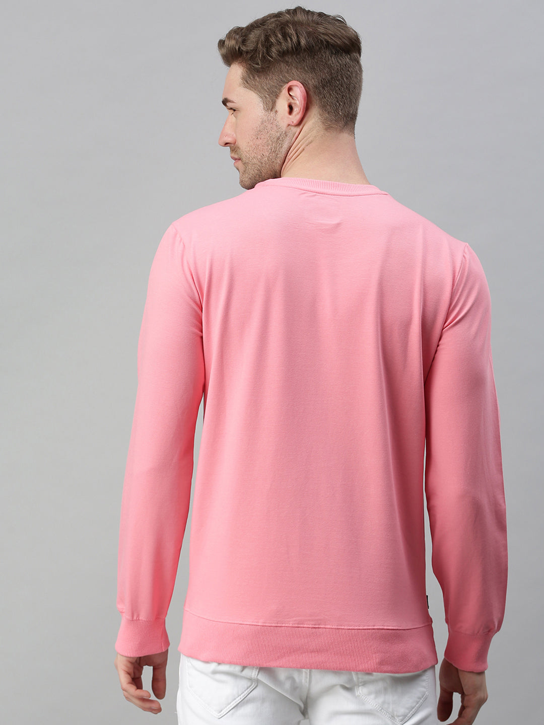 Men Solid Pink Sweatshirt