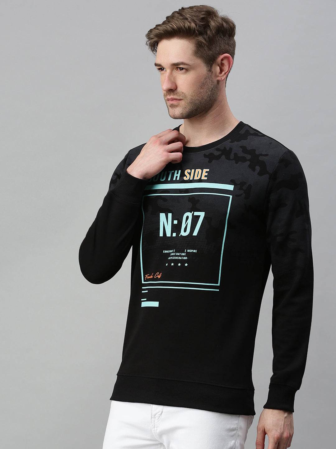 Men Printed Black Sweatshirt