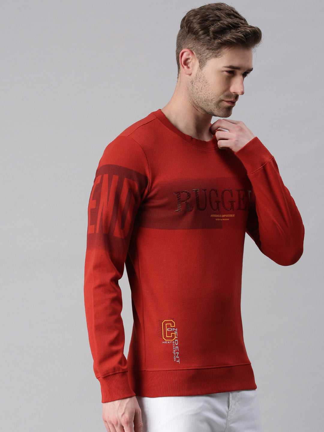 Men Printed Red Sweatshirt