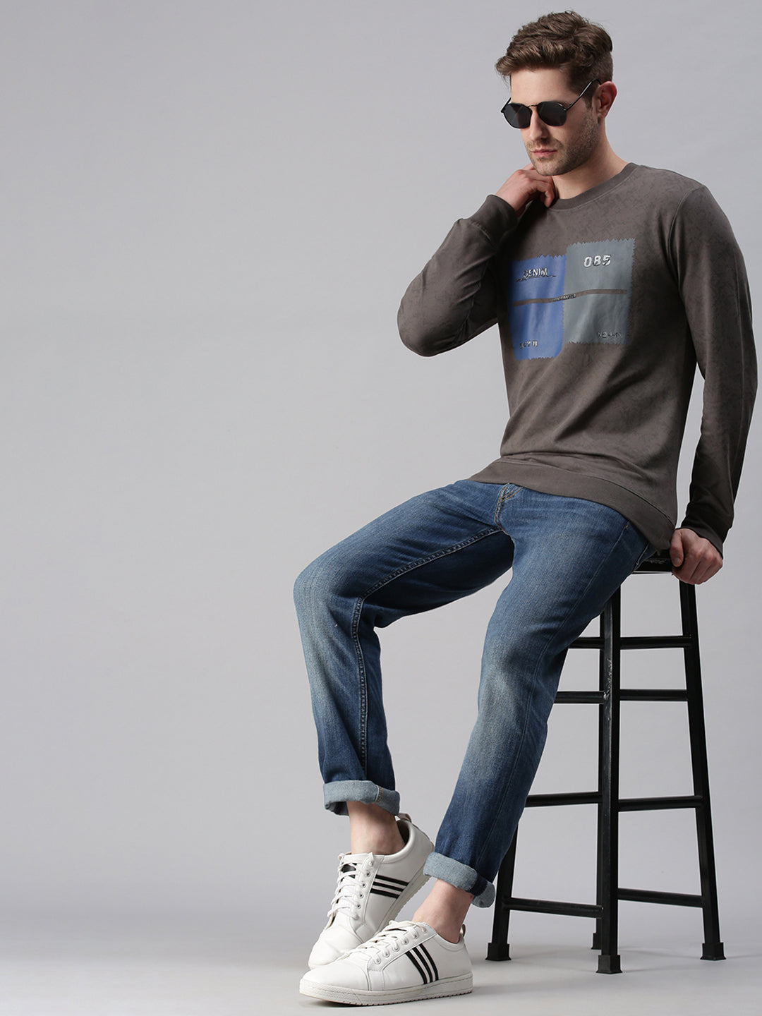 Men Printed Grey Sweatshirt