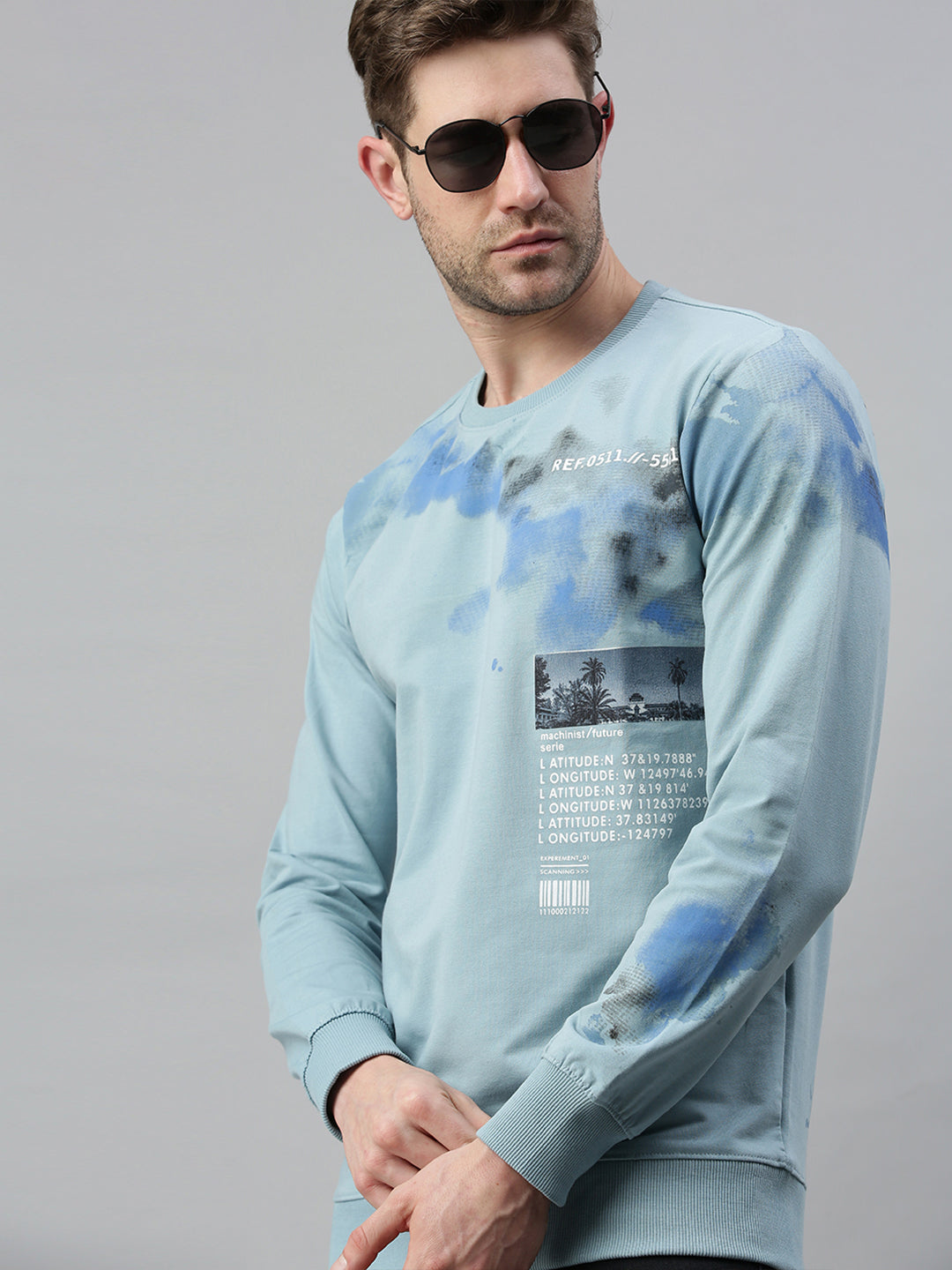 Men Printed Blue Sweatshirt