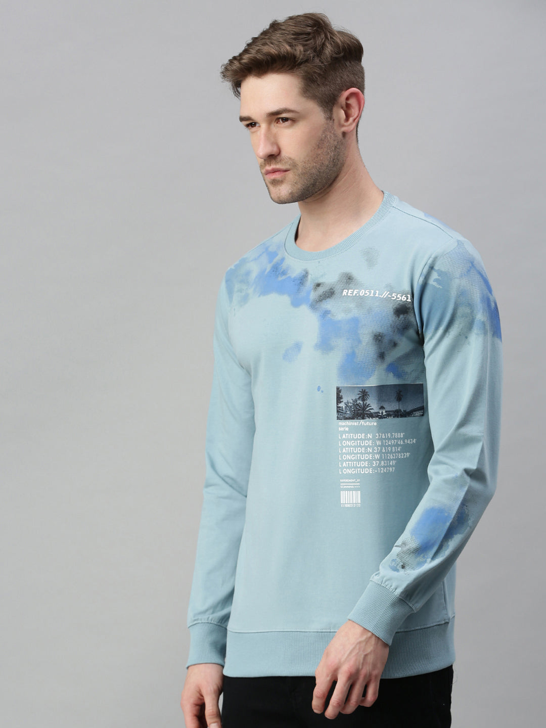 Men Printed Blue Sweatshirt