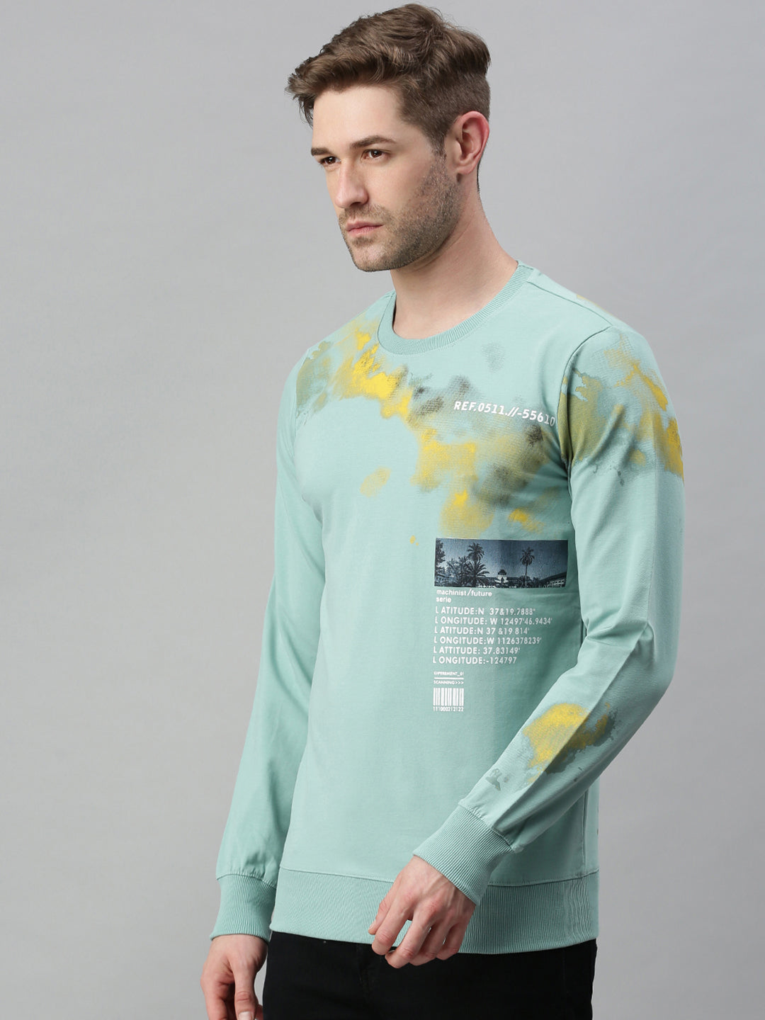 Men Printed Green Sweatshirt