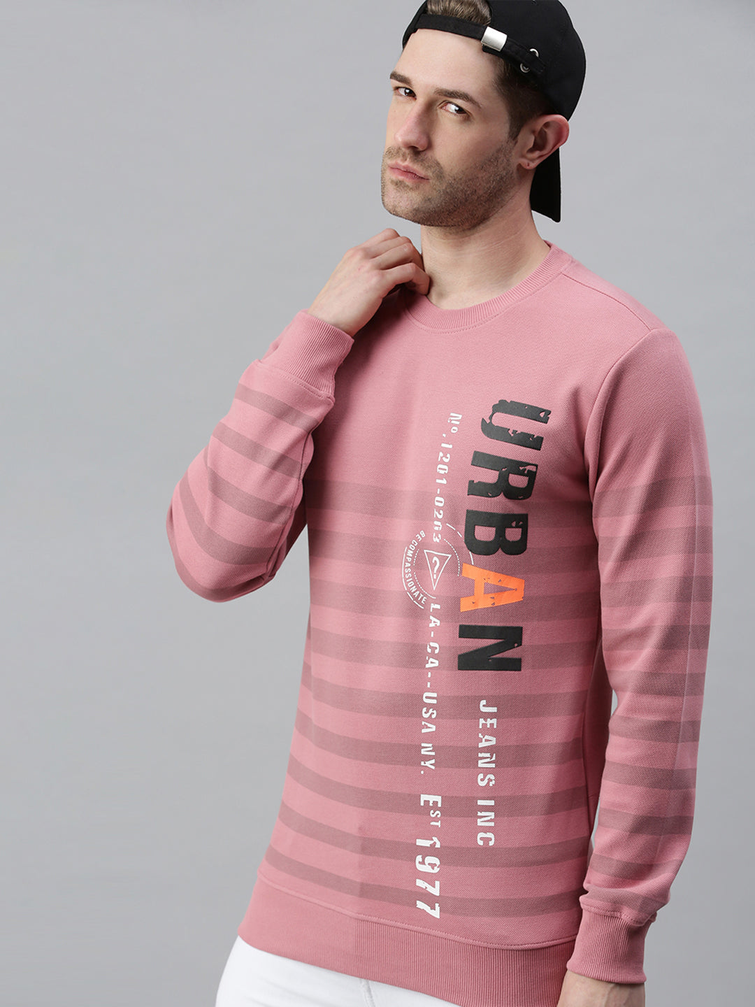 Men Printed Pink Sweatshirt