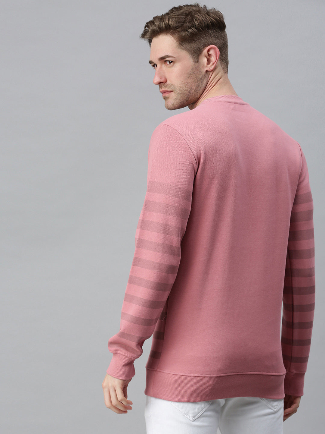 Men Printed Pink Sweatshirt