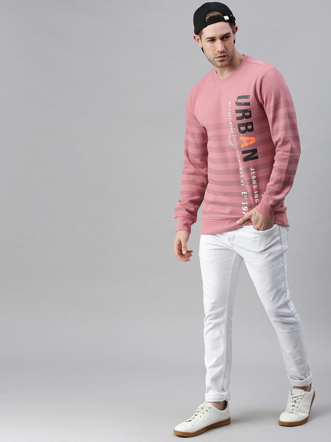 Men Printed Pink Sweatshirt