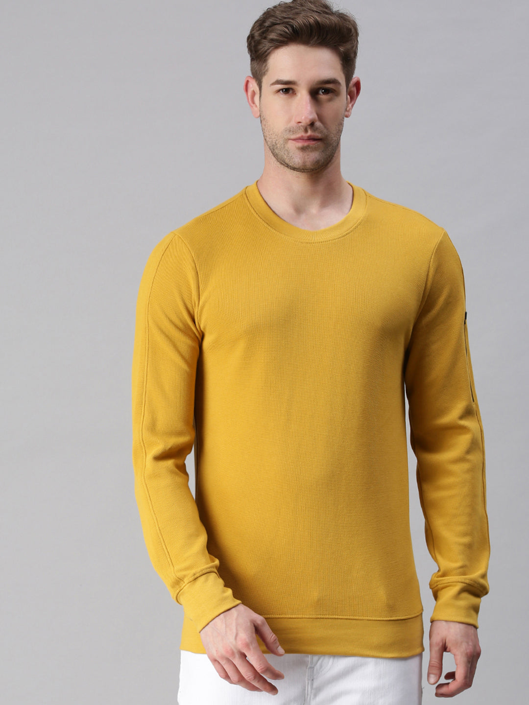 Men Printed Yellow Sweatshirt