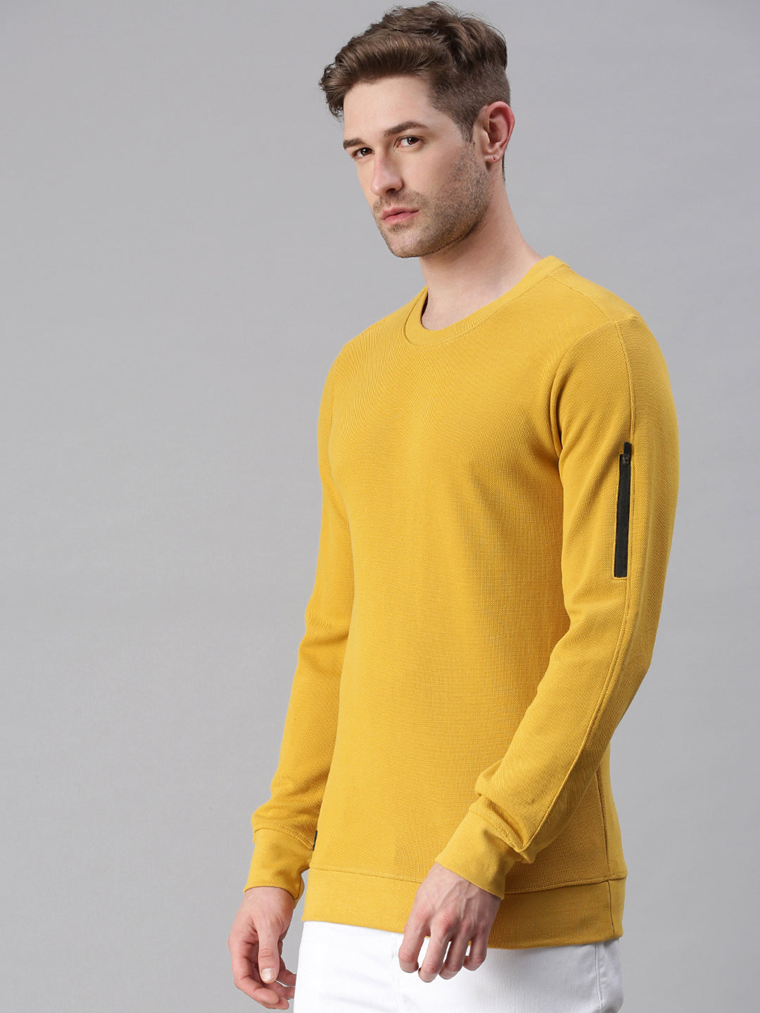 Men Printed Yellow Sweatshirt