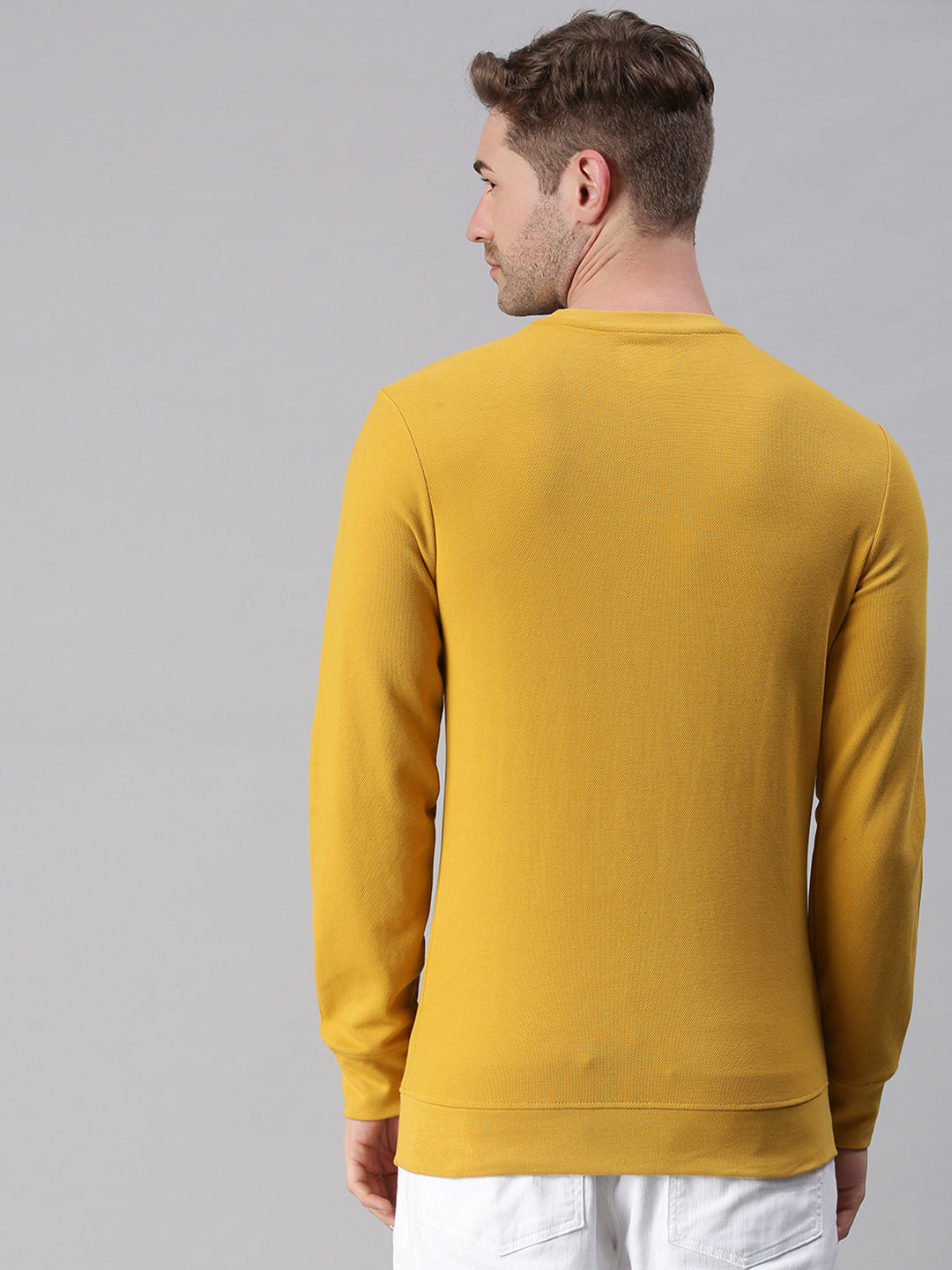 Men Printed Yellow Sweatshirt