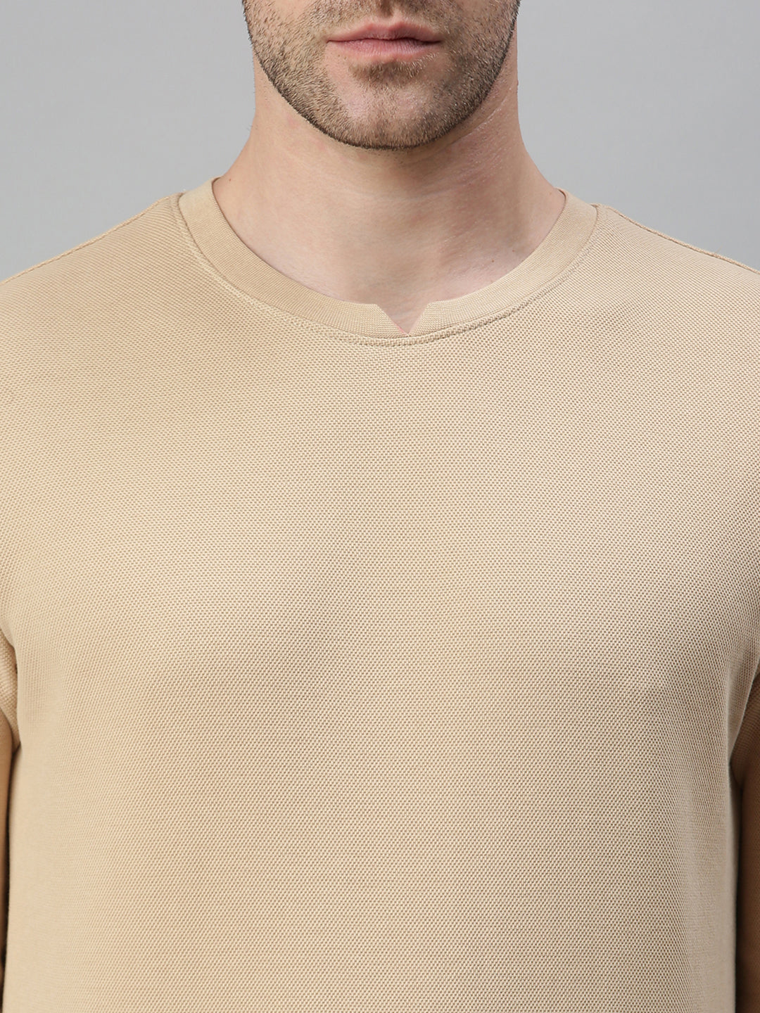 Men Solid Beige Sweatshirt