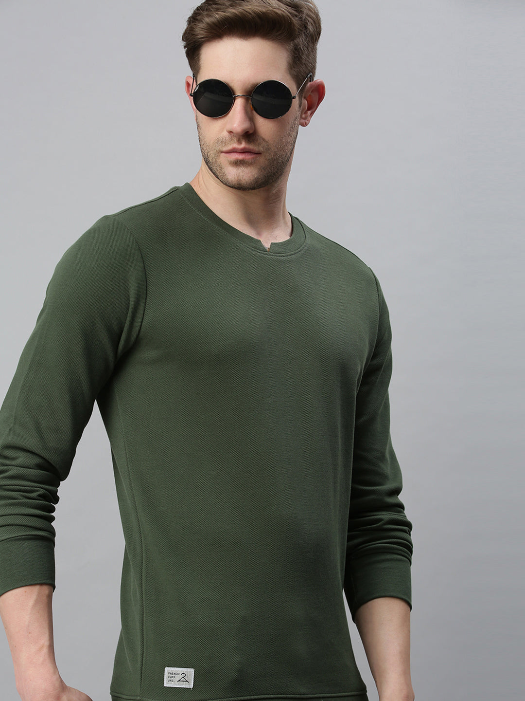 Men Solid Green Sweatshirt