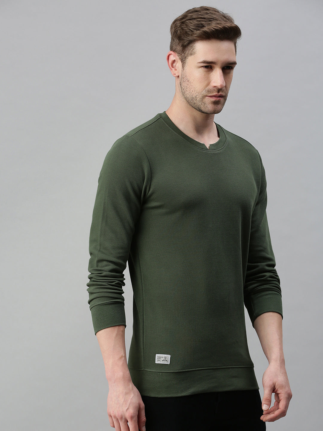 Men Solid Green Sweatshirt