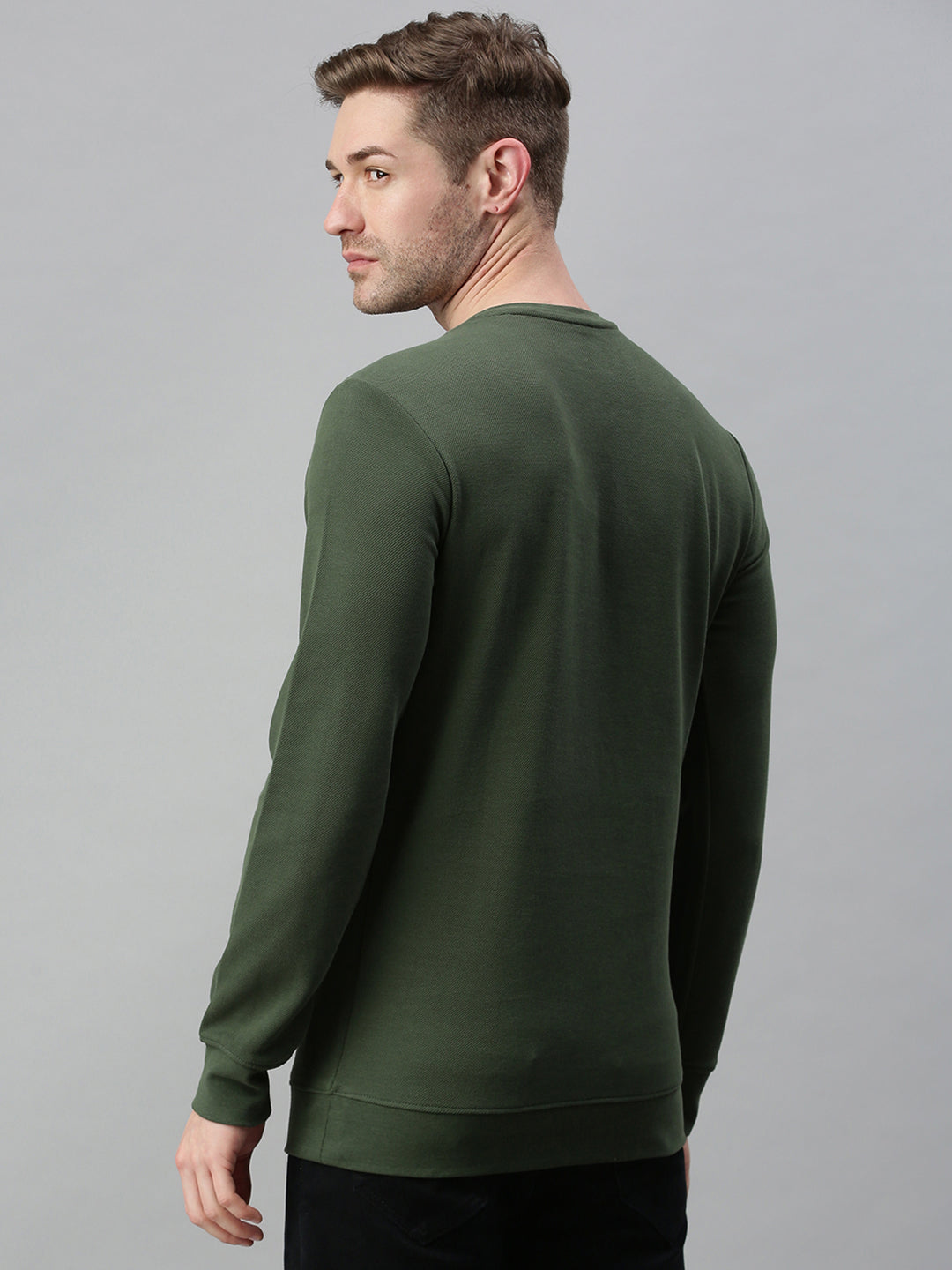 Men Solid Green Sweatshirt