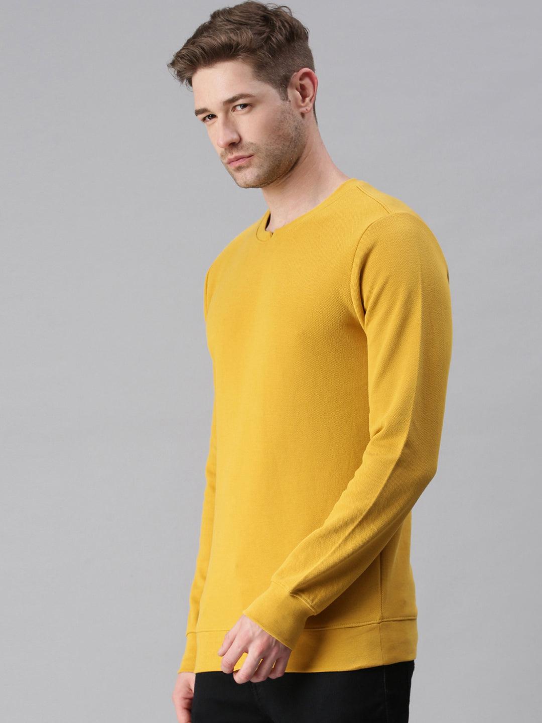 Men Solid Yellow Sweatshirt