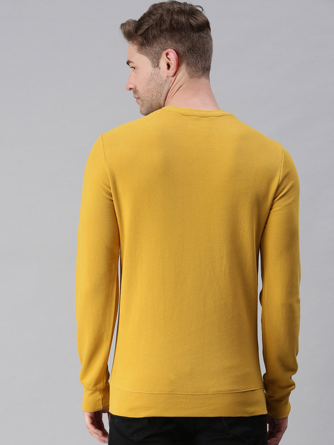 Men Solid Yellow Sweatshirt