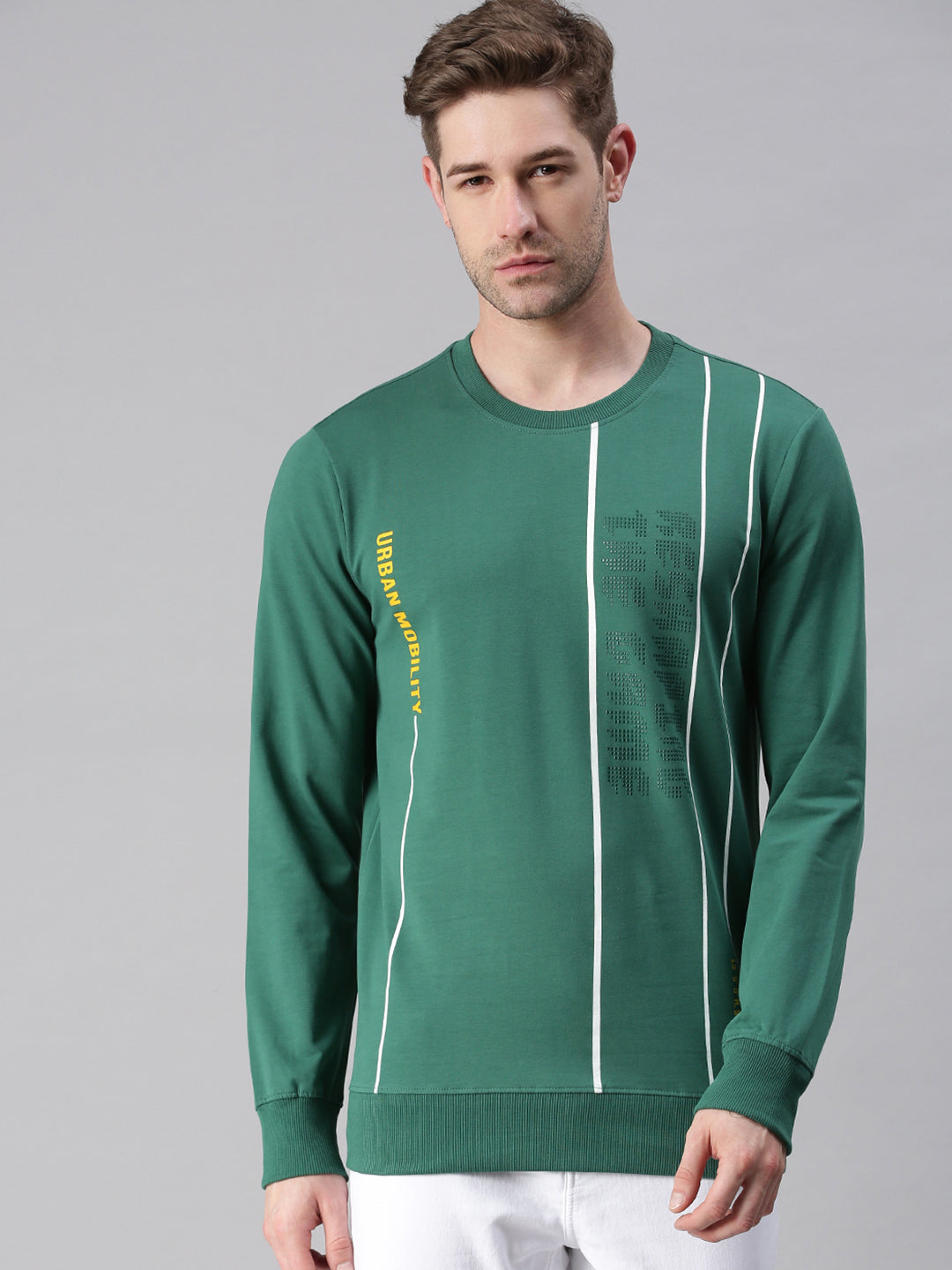 Men Printed Green Sweatshirt