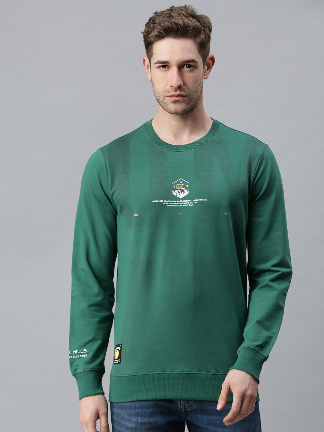 Men Printed Green Sweatshirt