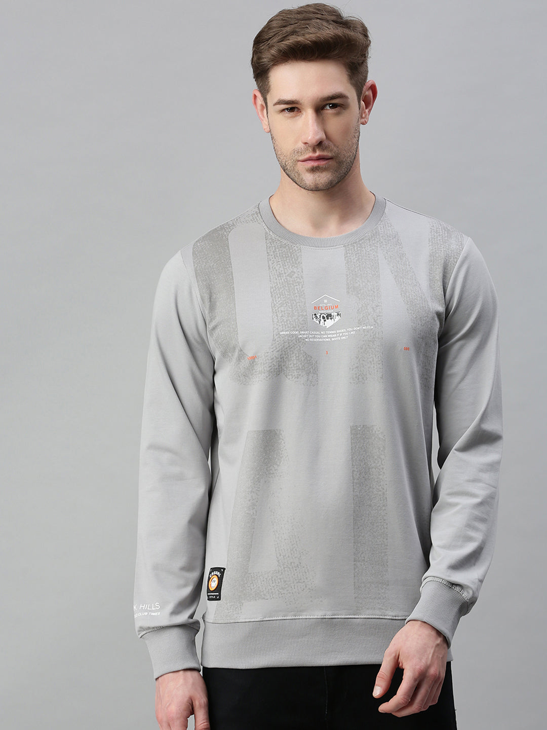 Men Solid Grey Sweatshirt