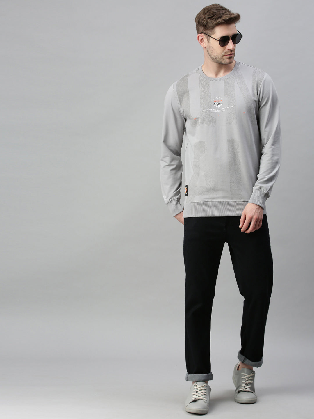 Men Solid Grey Sweatshirt