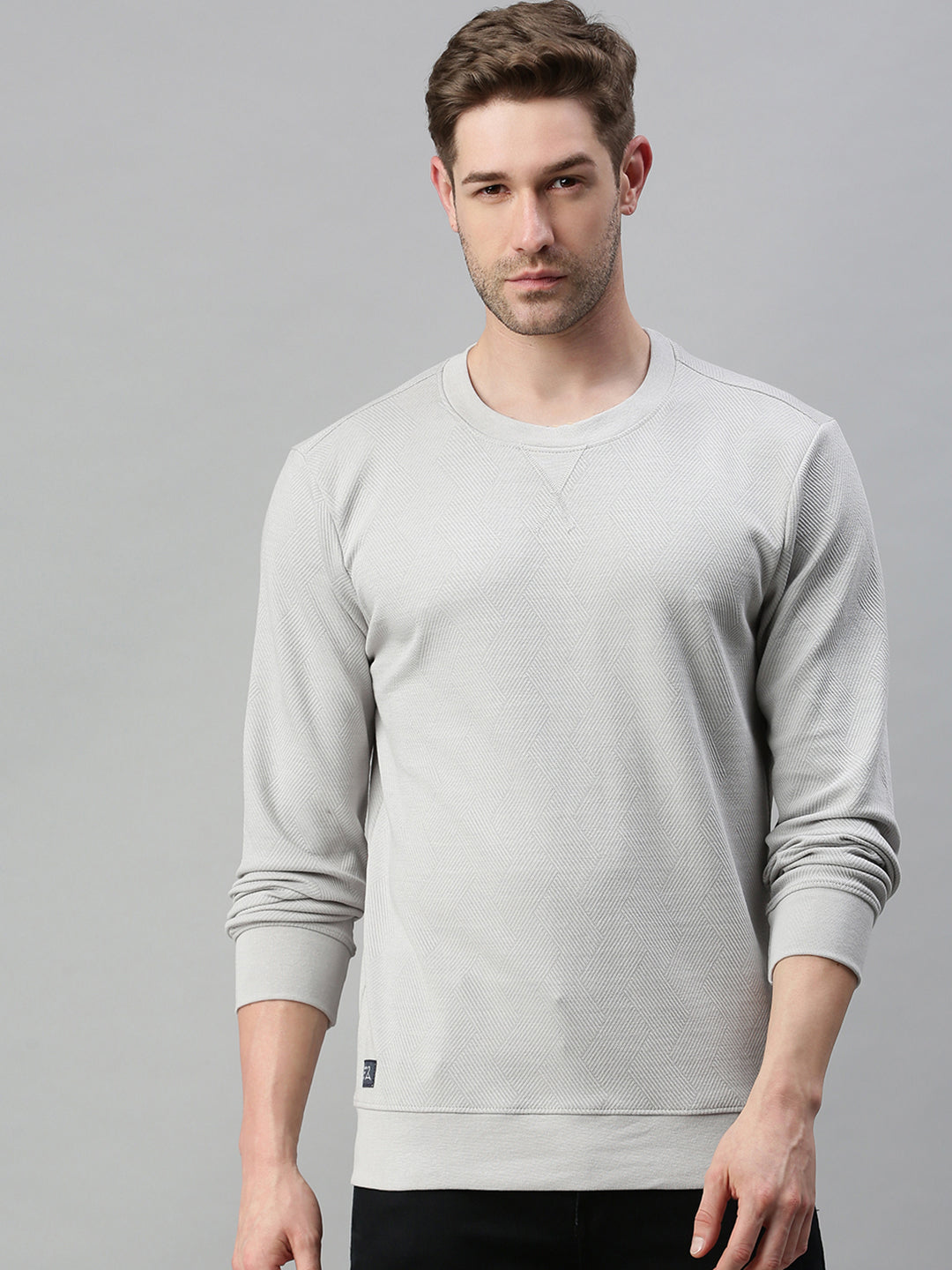 Men Solid Grey Sweatshirt